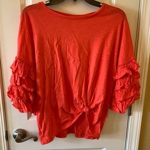 - Umgee Orange Ruffle Sleeve Top Size S